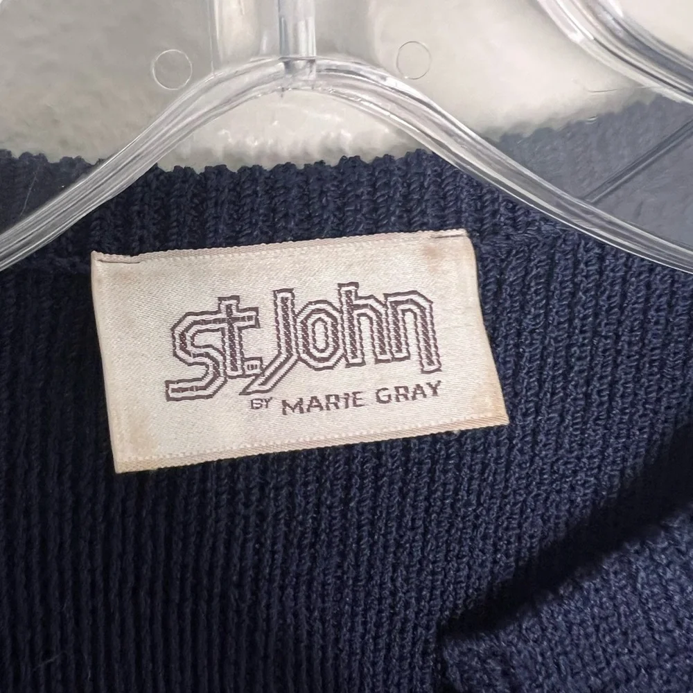 St. John by Marie Gray Vintage Navy Blue Wool Dark academia dress M_3